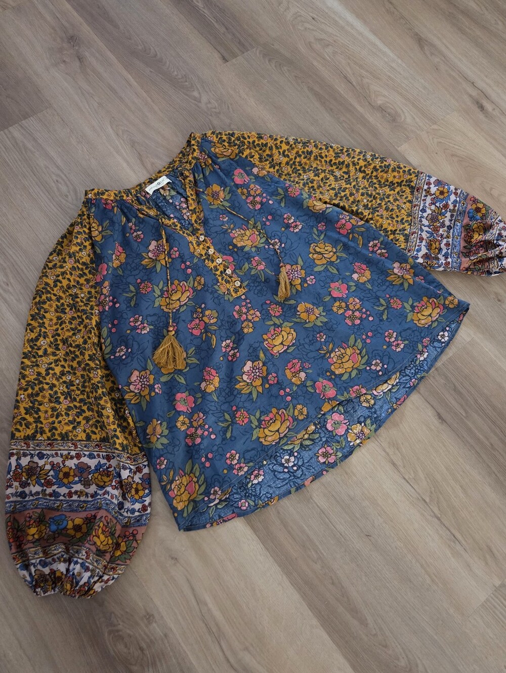 Natural Life Wmns Get Up & Go Blouse M Bohocore Hippie Cottage Capsule Floral - Picture 3 of 8